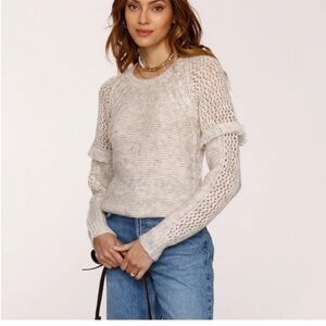 Heartloom Auburn Fringe Bohemian Sweetheart Beige Pullover Sweater Size ‎ XS